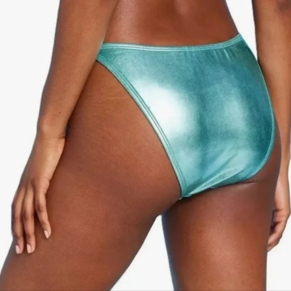Teal Metalic Foil LOOK- High Leg Bikini Bottom- Mult Sizes